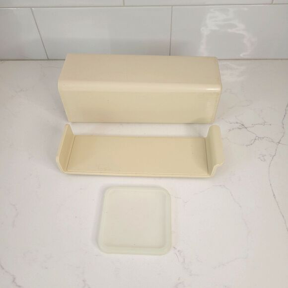 VTG Tupperware Velveeta Cheese Keeper complete 3 pc 1696 1697 1698 Almond - Picture 1 of 14